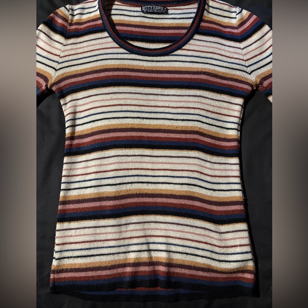 Vintage Kittyhawk Striped Multicolor Knit Sweater Top Small